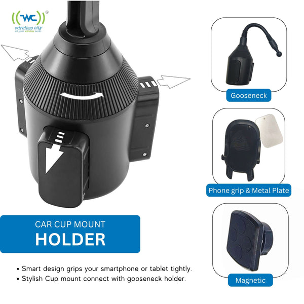 Wireless City Car Cup Holder Phone Mount